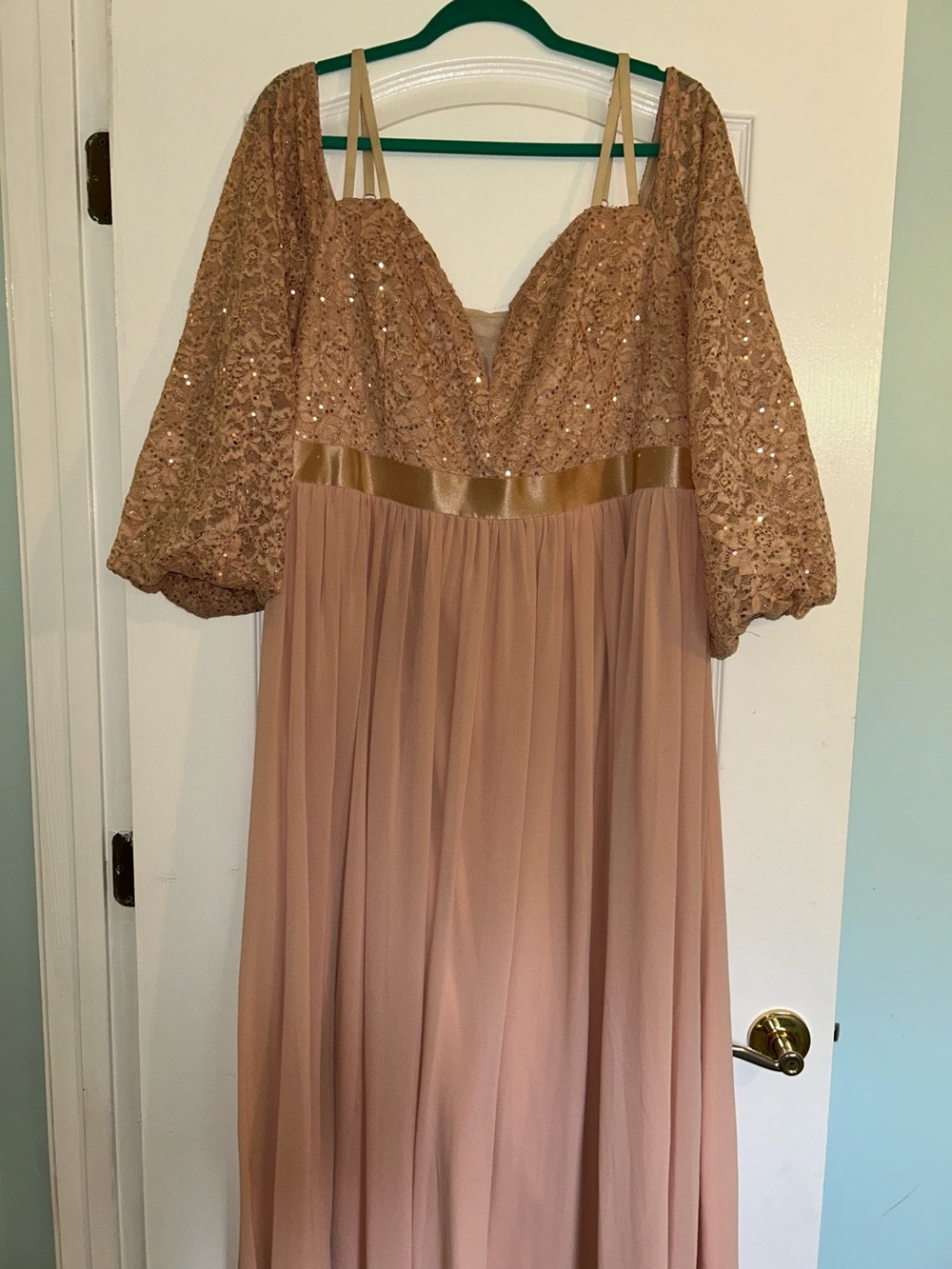 Elegant Blush Pink Prom Dress with Sequin Lace Bodice